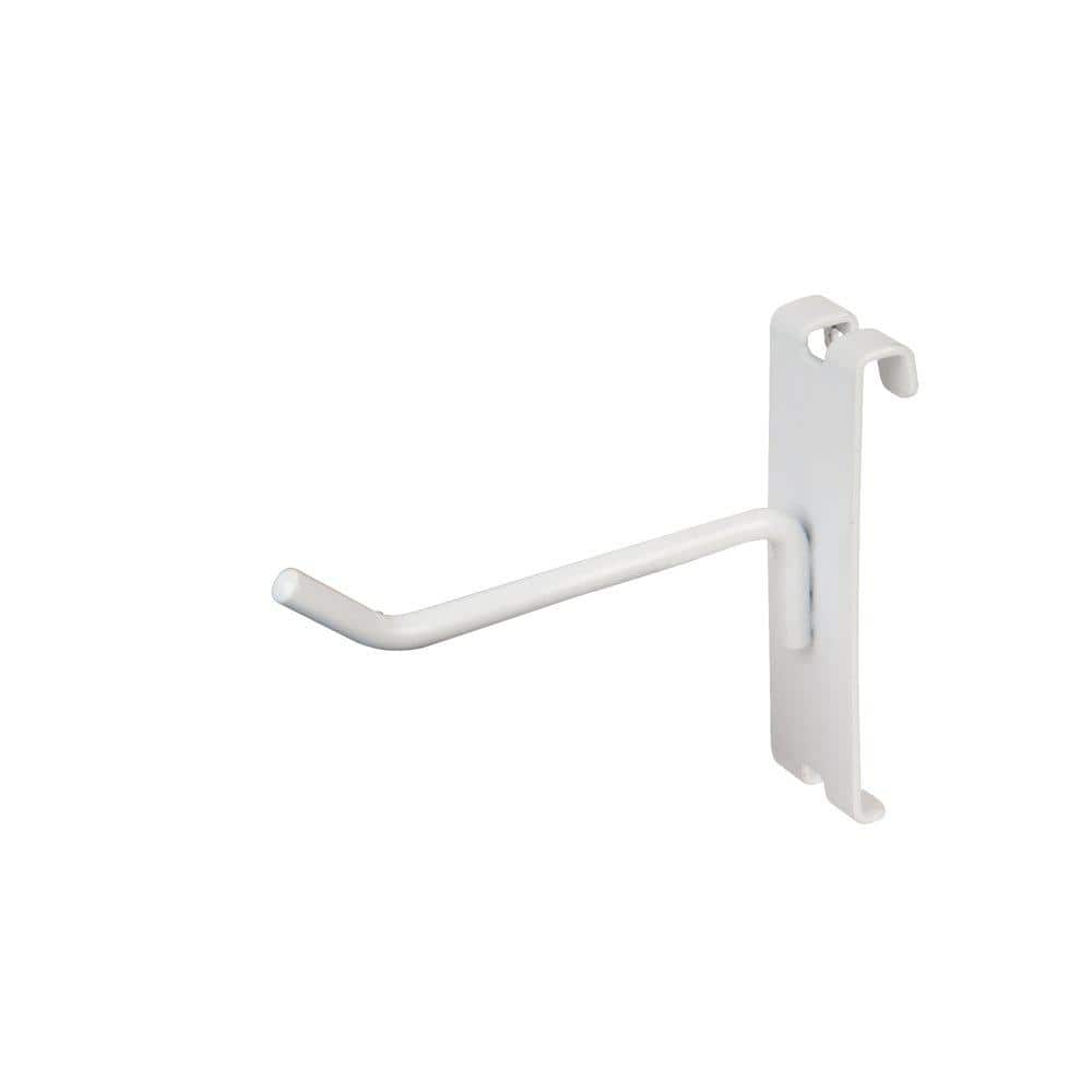 4 in. White Gridwall Hooks for Grid Panel Display (50-Box) - Hercitys