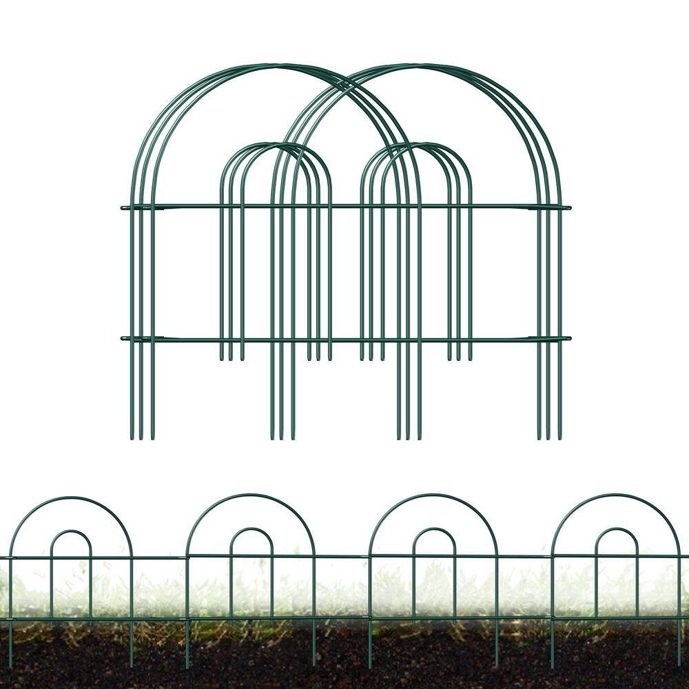18 in. Decorative Garden Folding Border Fence Metal Wire Edging Flower Fence Panel (31-Pack) - Hercitys