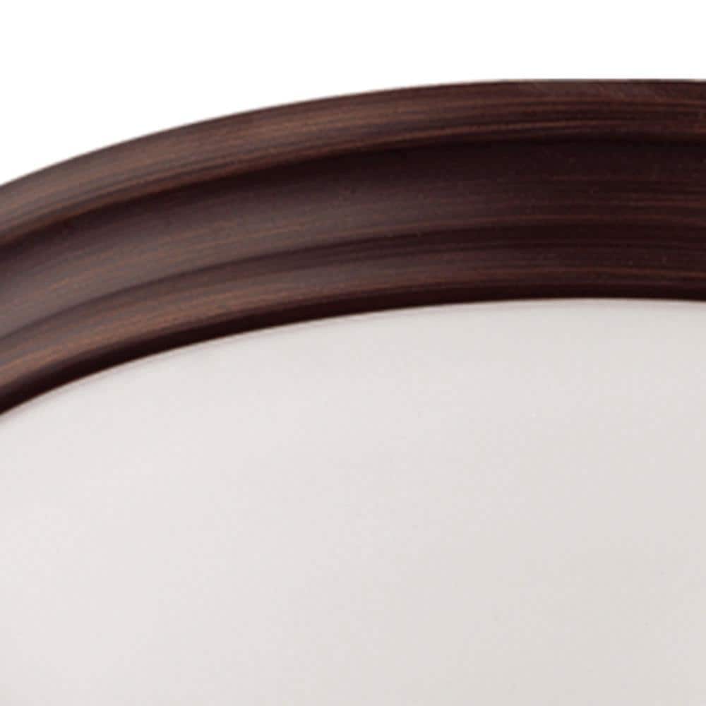 14 in. W 3-Light Rubbed Bronze Ceiling Fixture Flush Mount Bowl with Glass Shade - Hercitys