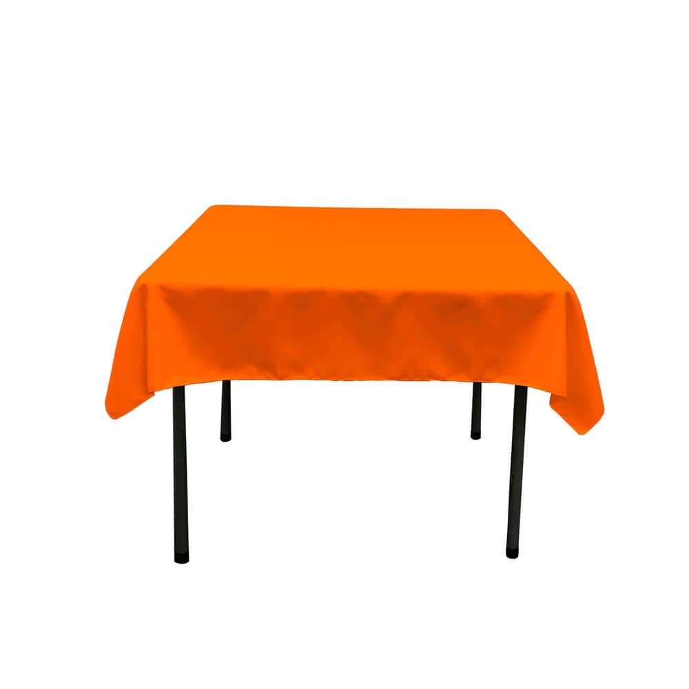 52 in. by 52 in. Orange Polyester Poplin Square Tablecloth - Hercitys