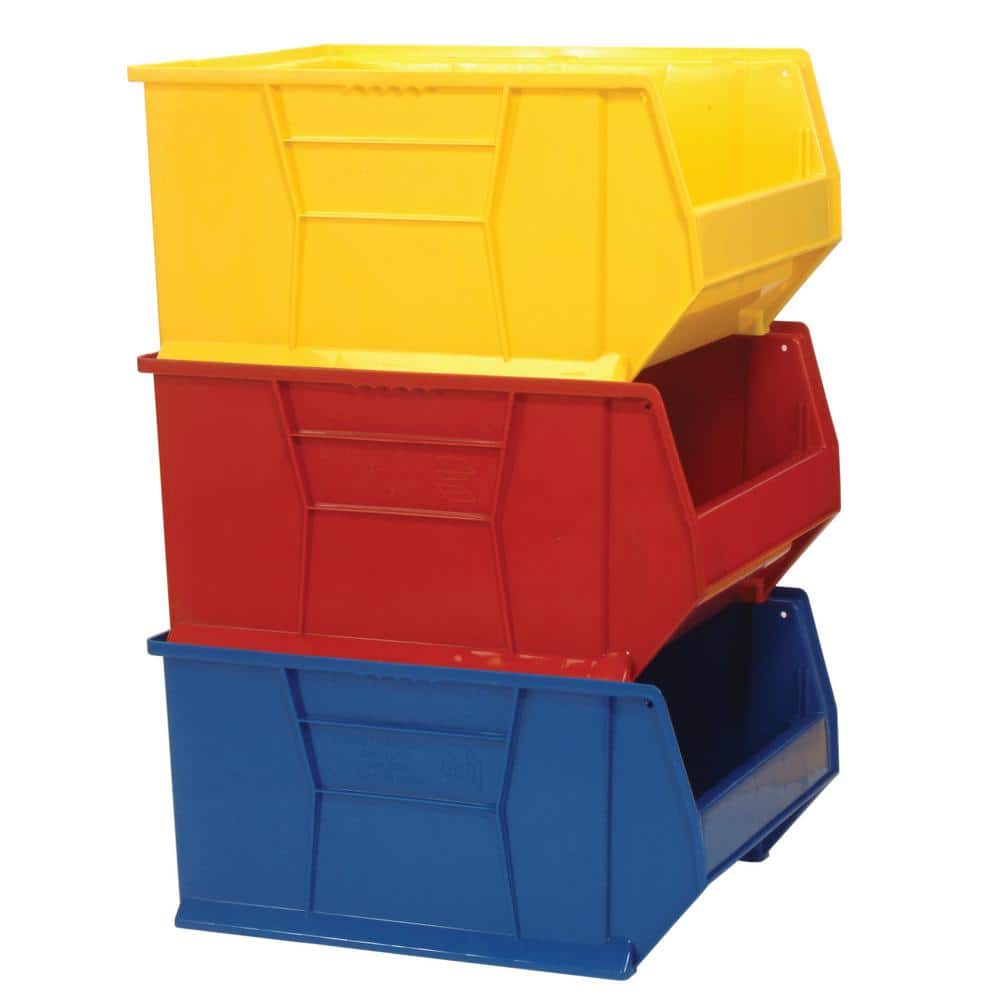 30 in. Hulk 28.45 qt. Stack Bin in Red(4-Pack) - Hercitys