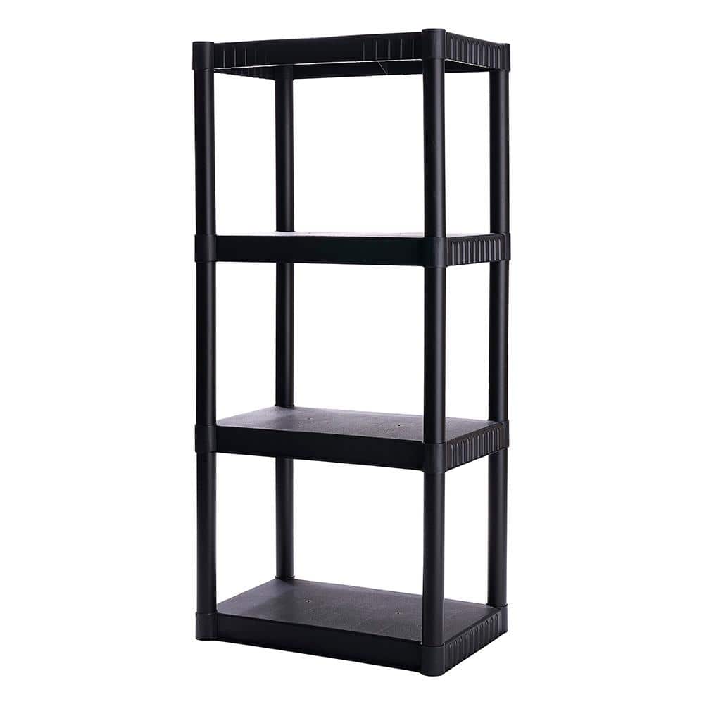 4-Tier Standard Duty Impact-Resistant Plastic Garage Storage Shelving Unit in Black (14.5″ D x 22″ W x 48.25″ H) - Hercitys