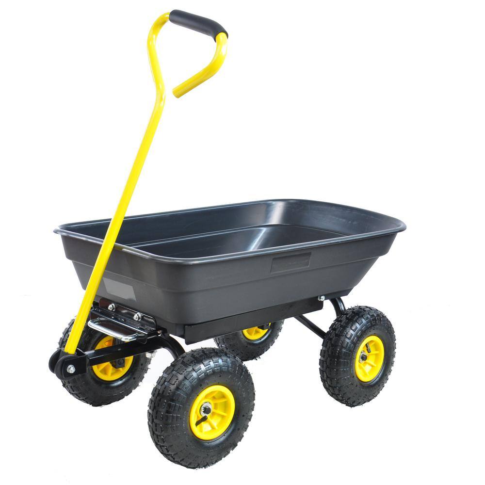 2.5 cu. ft. Metal Garden Cart with Steel Frame and 10 in. Pneumatic Tires 300 lbs. - Hercitys
