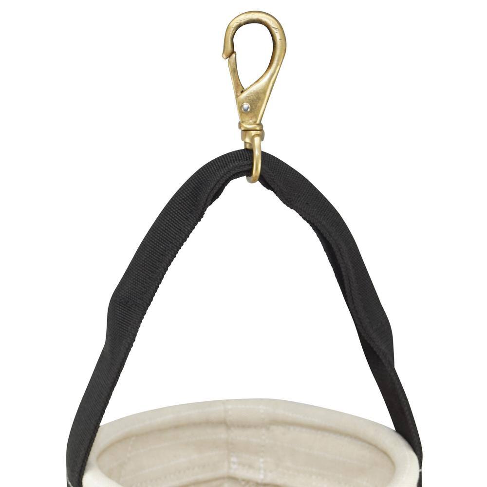 10 in. 1-Pocket Utility Ripstop Canvas Bucket with Hook and Leather Bottom - Hercitys