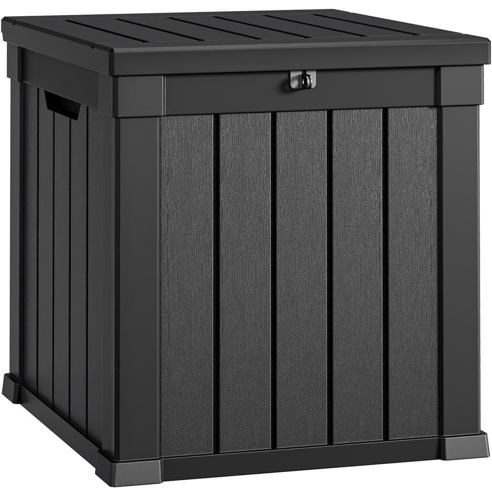 51 Gal. Water Resistant Resin Lockable Deck Box, Black - Hercitys