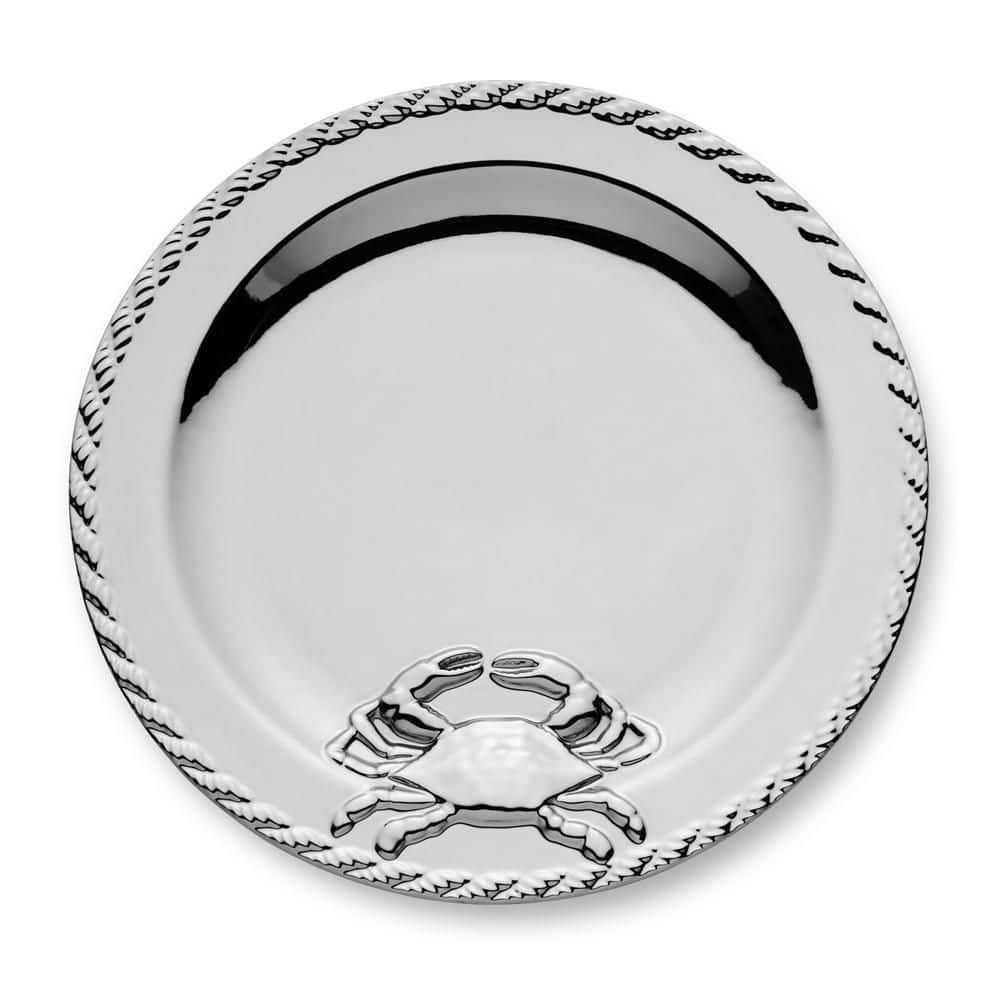 13 in. Silver Plated Crab Porcelain Platter - Hercitys