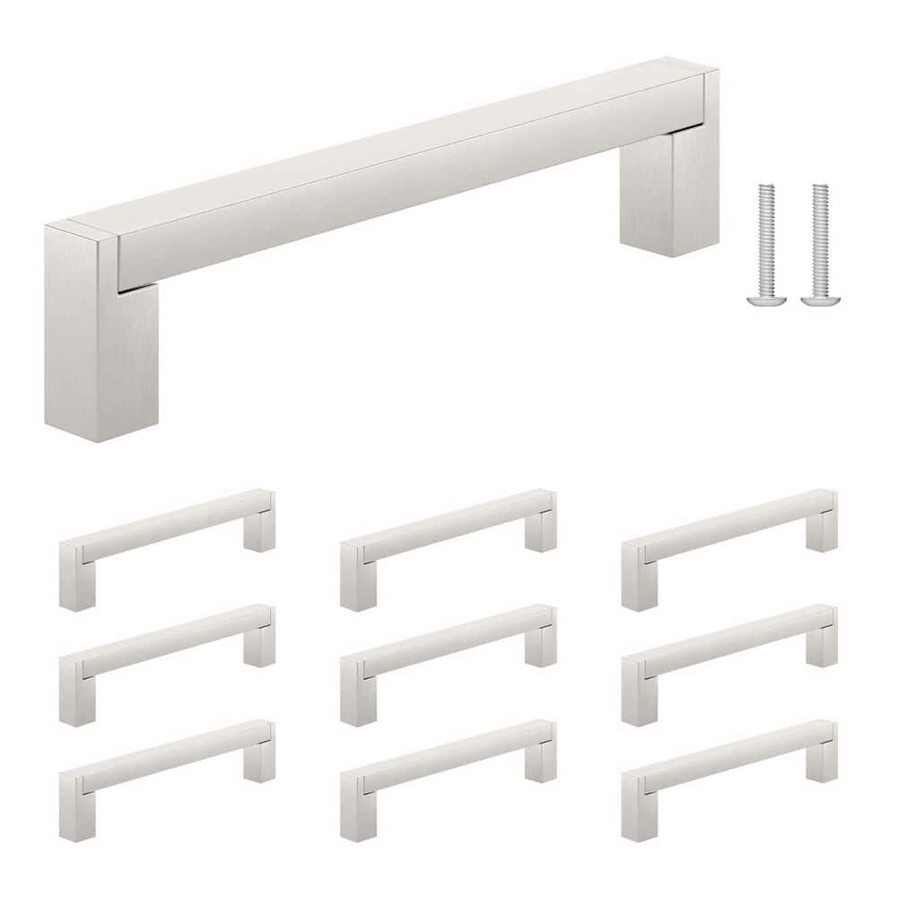 (10-Pack) Laconia Collection 5-1/16 in. (128 mm) Modern Brushed Nickel Rectangular Cabinet Bar Pull - Hercitys