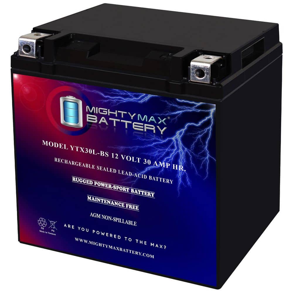 12-Volt 30 Ah 385 CCA AGM Sealed Lead Acid (SLA) Powersport Battery - Hercitys