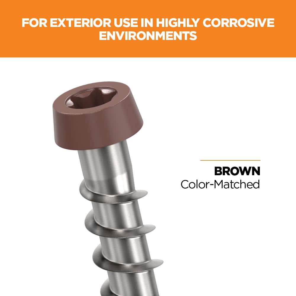 #10 2-1/2 in. 316 Stainless Steel Star Drive Brown Composite Deck Screws (350-Count) - Hercitys
