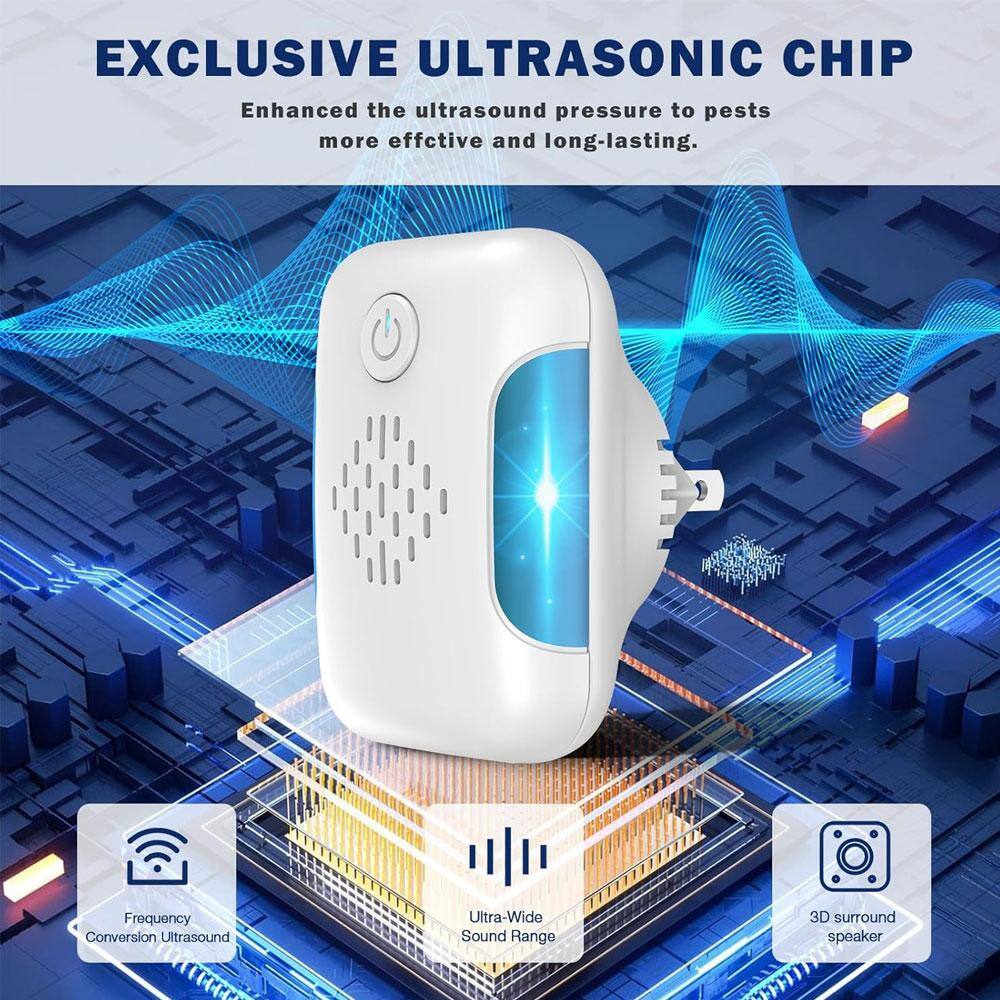 3-5-Watt White Indoor Ultrasonic Pest and Mouse Repellent with 2-Mode Switching for Home, Office, Warehouse, (6-Pack) - Hercitys