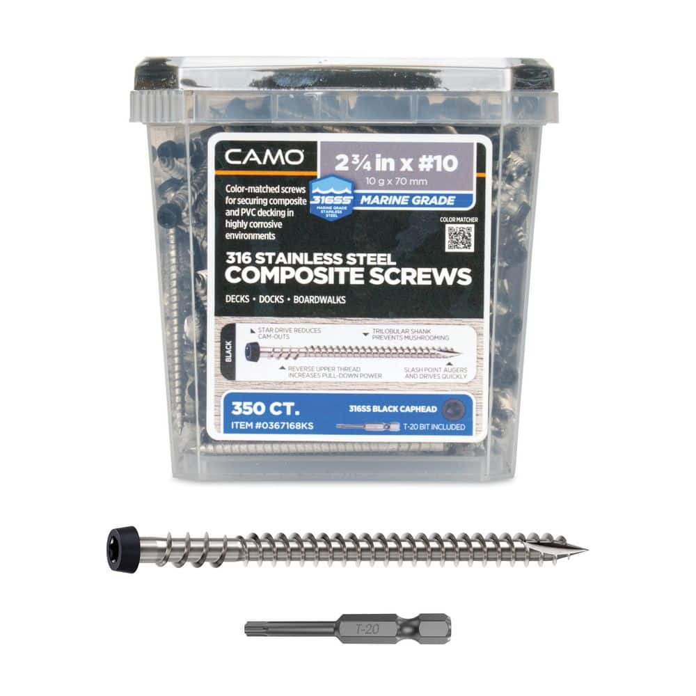 #10 2-3/4 in. Black Star Drive Trim Head Composite Deck Screw (350-Count) - Hercitys