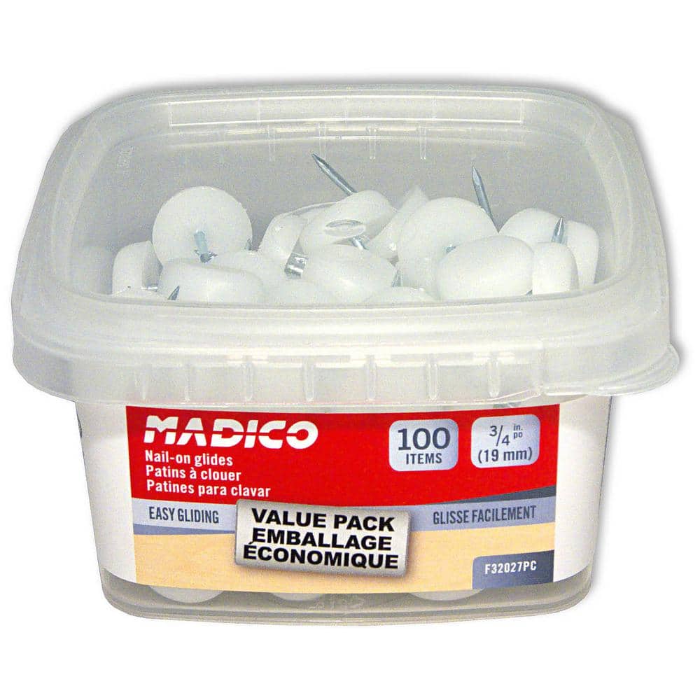 (100-Pack) 3/4 in. White Base Nail-On Glides - Hercitys