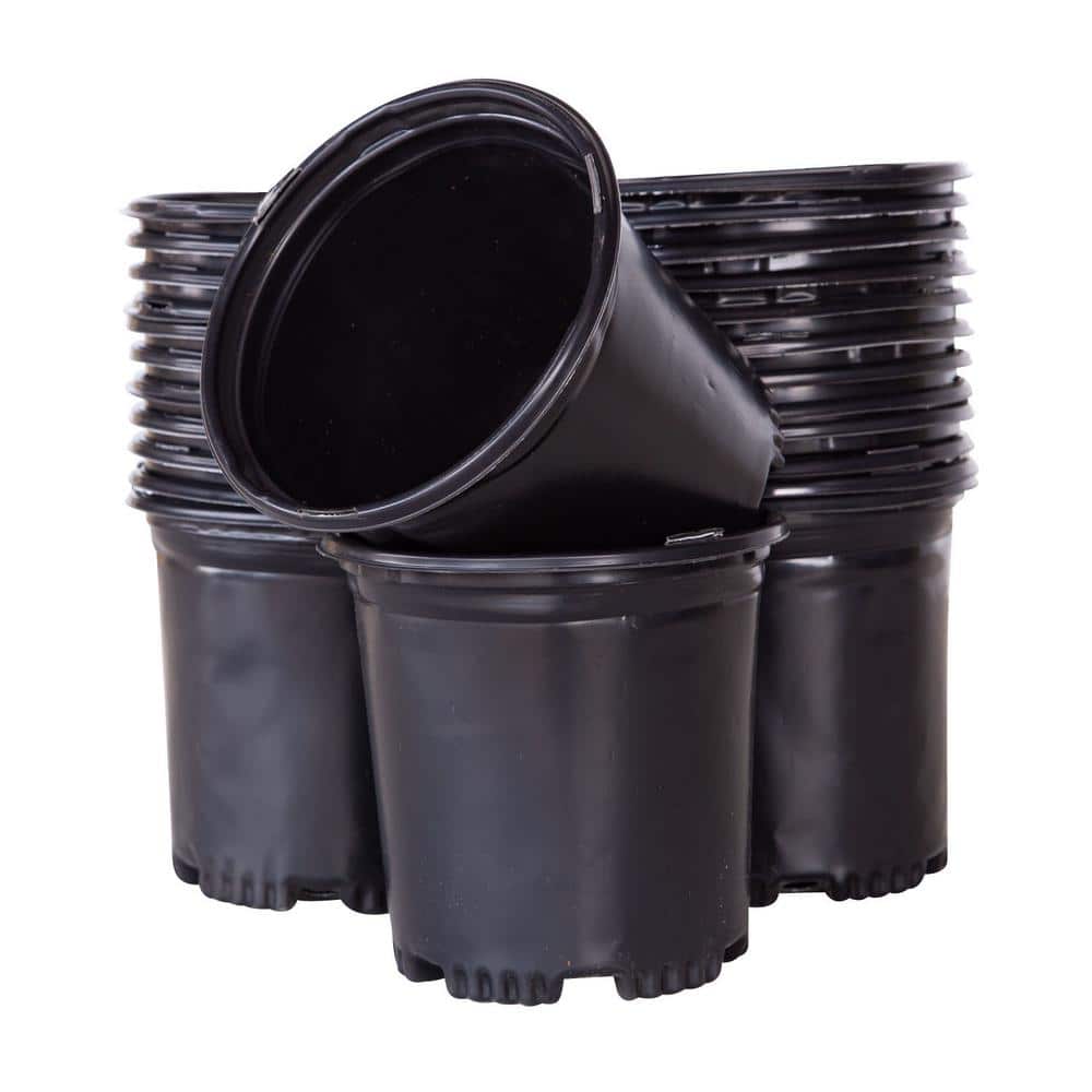 2.5 qt. 6.5 in. x 6.5 in. Black Plastic Nursery Pots (25-Pack) - Hercitys