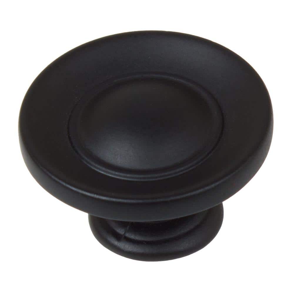 1 in. Dia Matte Black Small Round Ring Button Cabinet Knob (10-Pack) - Hercitys