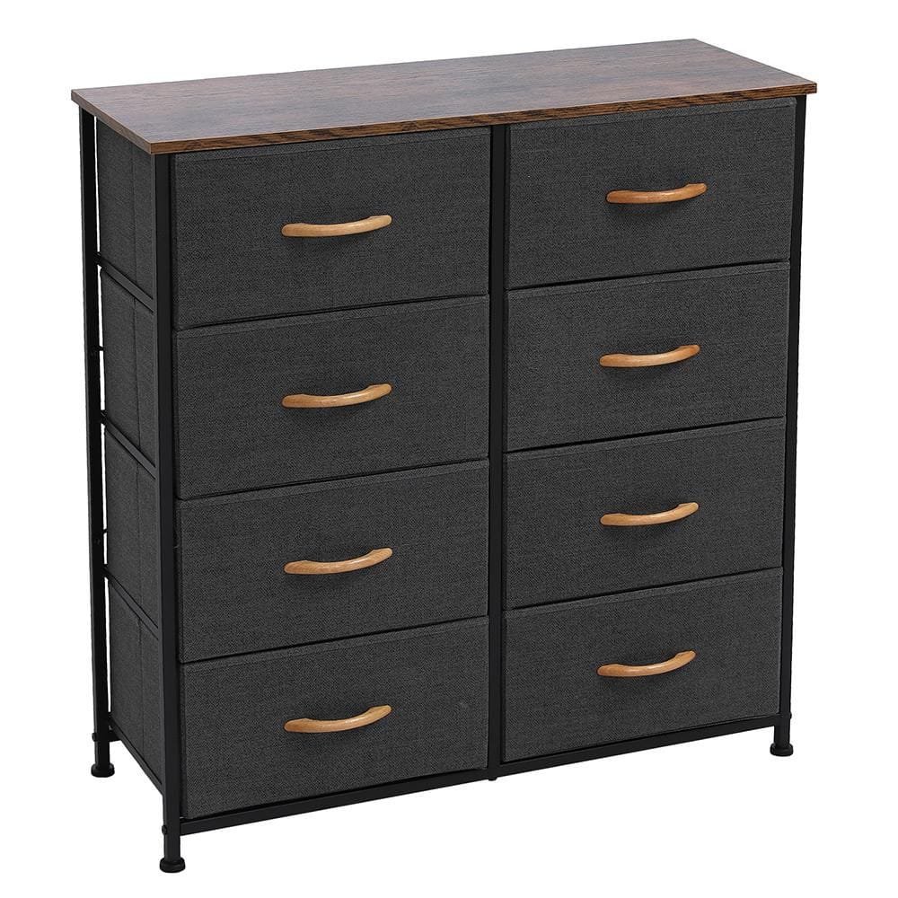 31.5 in. W x 32.1 in. H x 11.8 in. D Dark Gray Pull-Out Fabric 4-Tier 8-Drawer Storage Unit - Hercitys