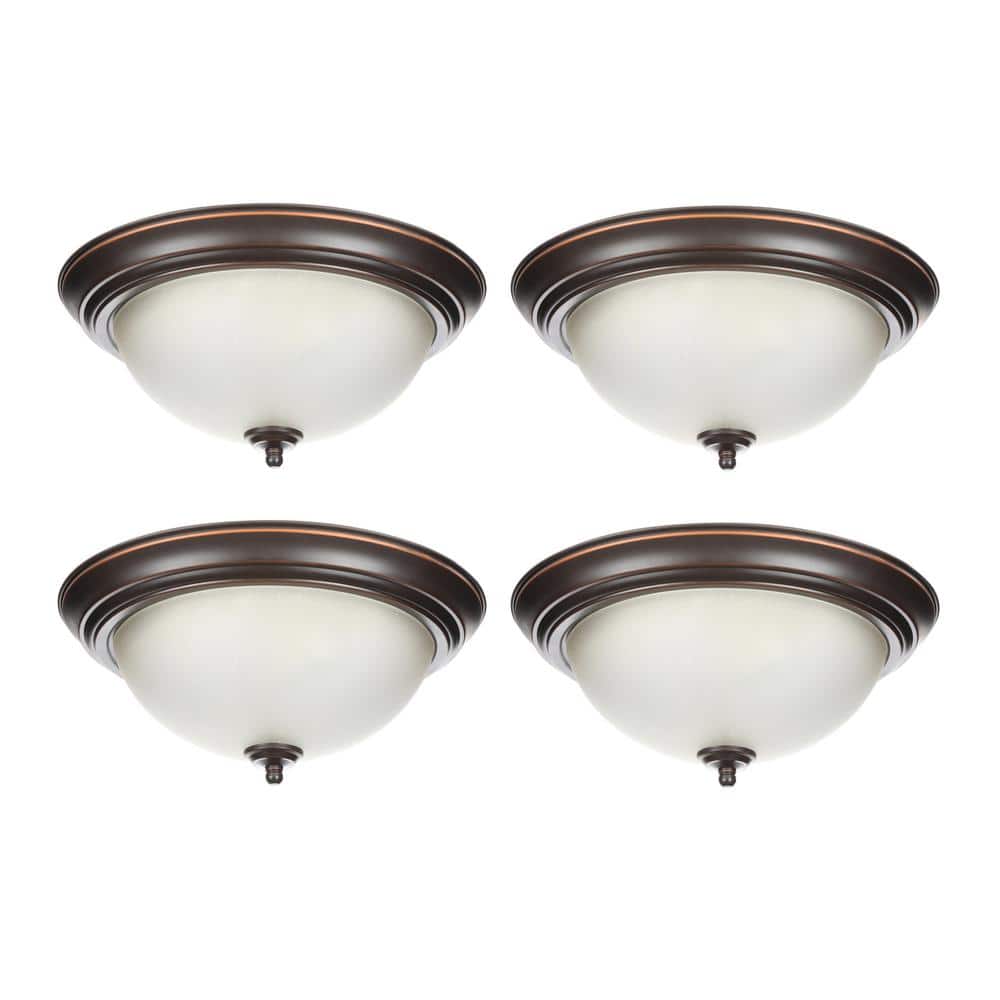 13 in. 2-Light Oil Rubbed Bronze Flush Mount (4-Pack) - Hercitys