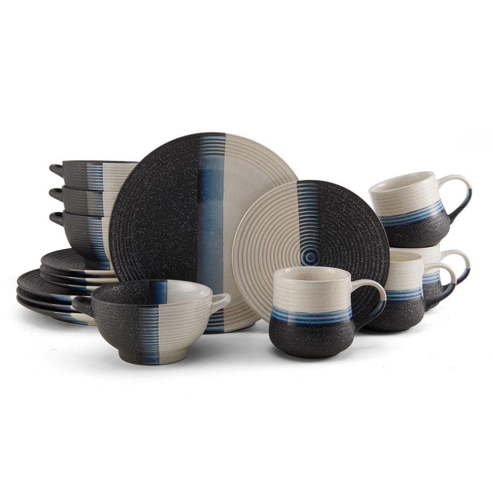 16 Piece Jaxon Multicolored Stoneware Dinnerware Set, Service For 4 - Hercitys