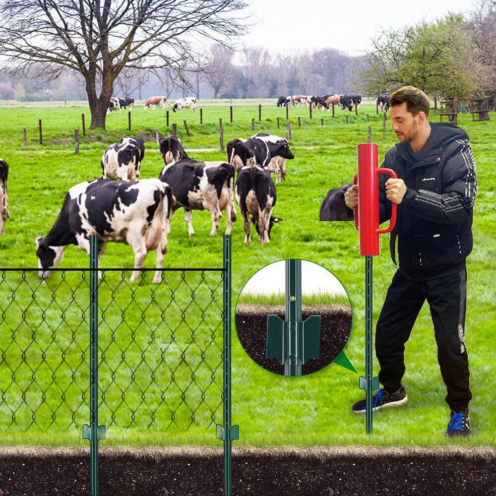 3 ft. Outdoor Sturdy Duty Metal Fence Post in Green (10-Pack) - Hercitys