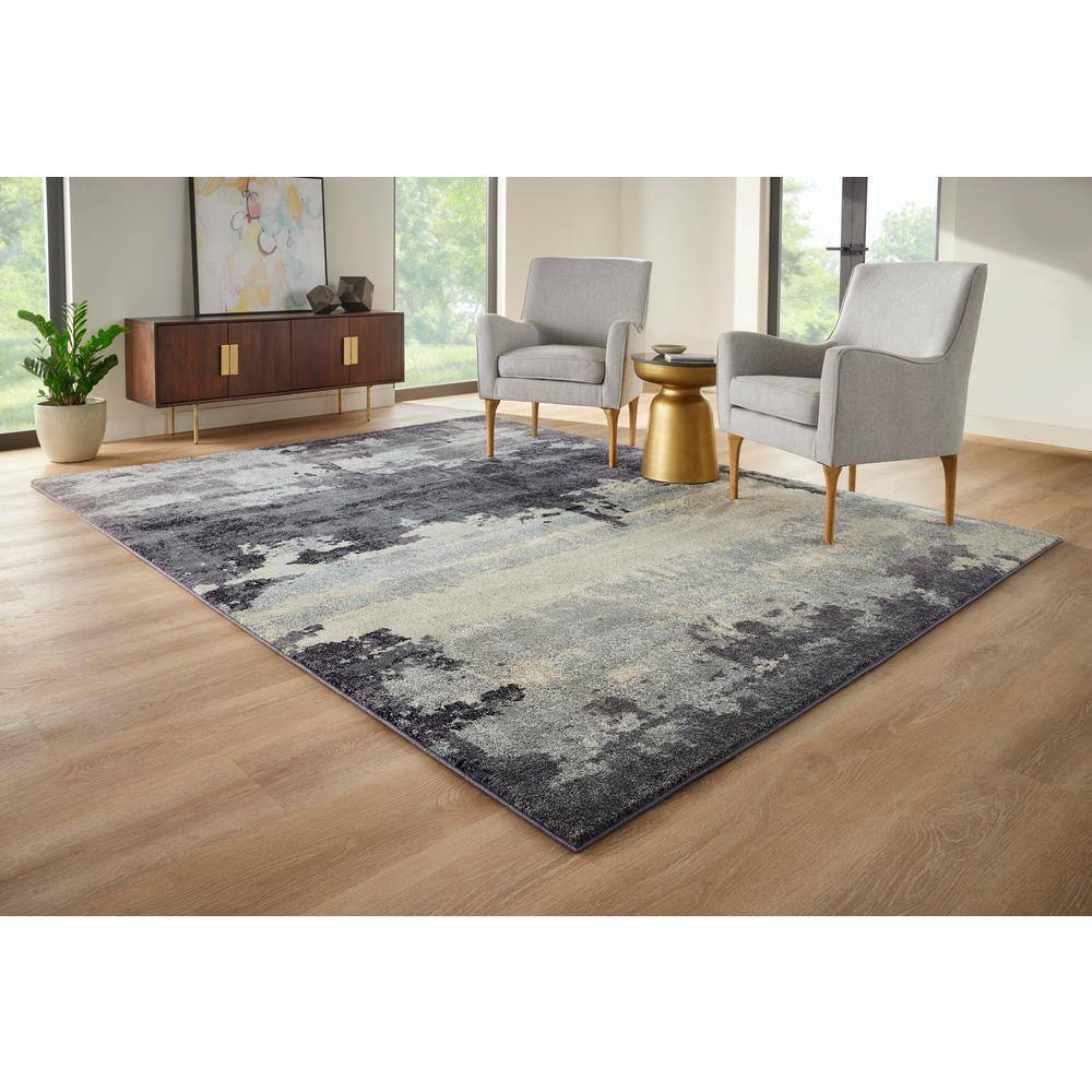 Brome Blue 5 ft.3 in. X 7 ft. 3 in. Abstract Polypropylene Area Rug - Hercitys