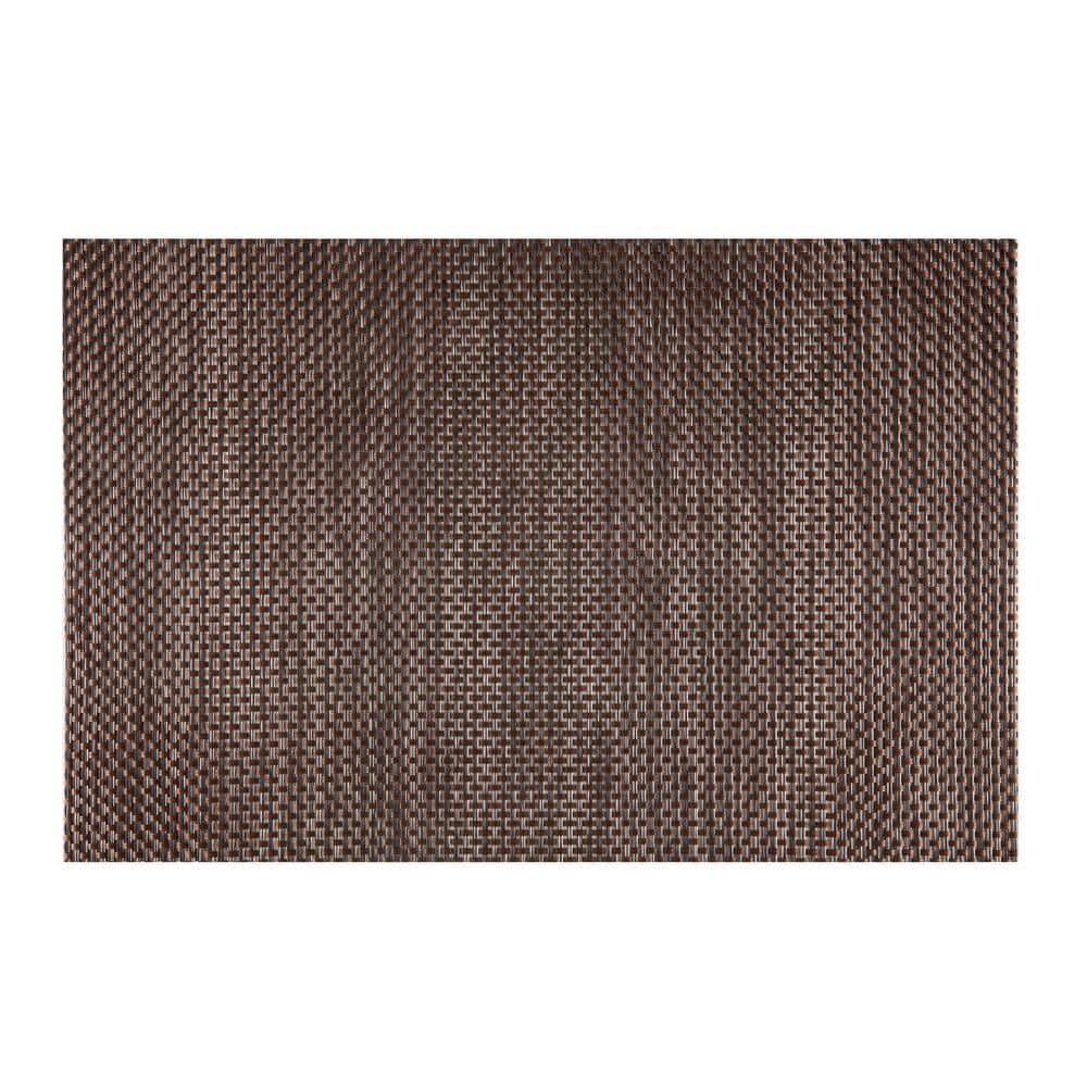 EveryTable 18 in. x 12 in. Transparent Cedar Brown Woven PVC Placemat (Set of 6) - Hercitys