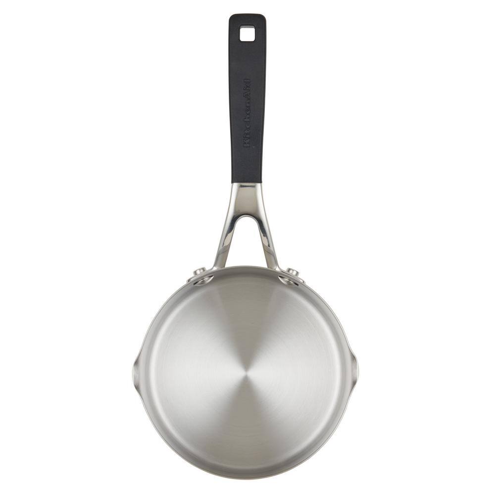 Stainless Steel, 1 qt., Stainless Steel, Sauce Pan, Silver with Pour Spout - Hercitys