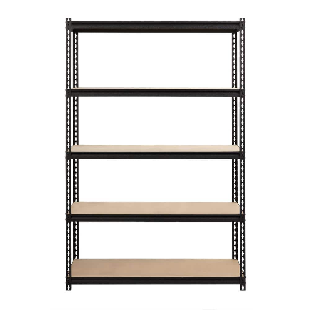 Riveted Garage Storage Shelving Unit, 5-Shelf Steel Black Unit 48 in. W x 72 in. H x 24 in. D - Hercitys