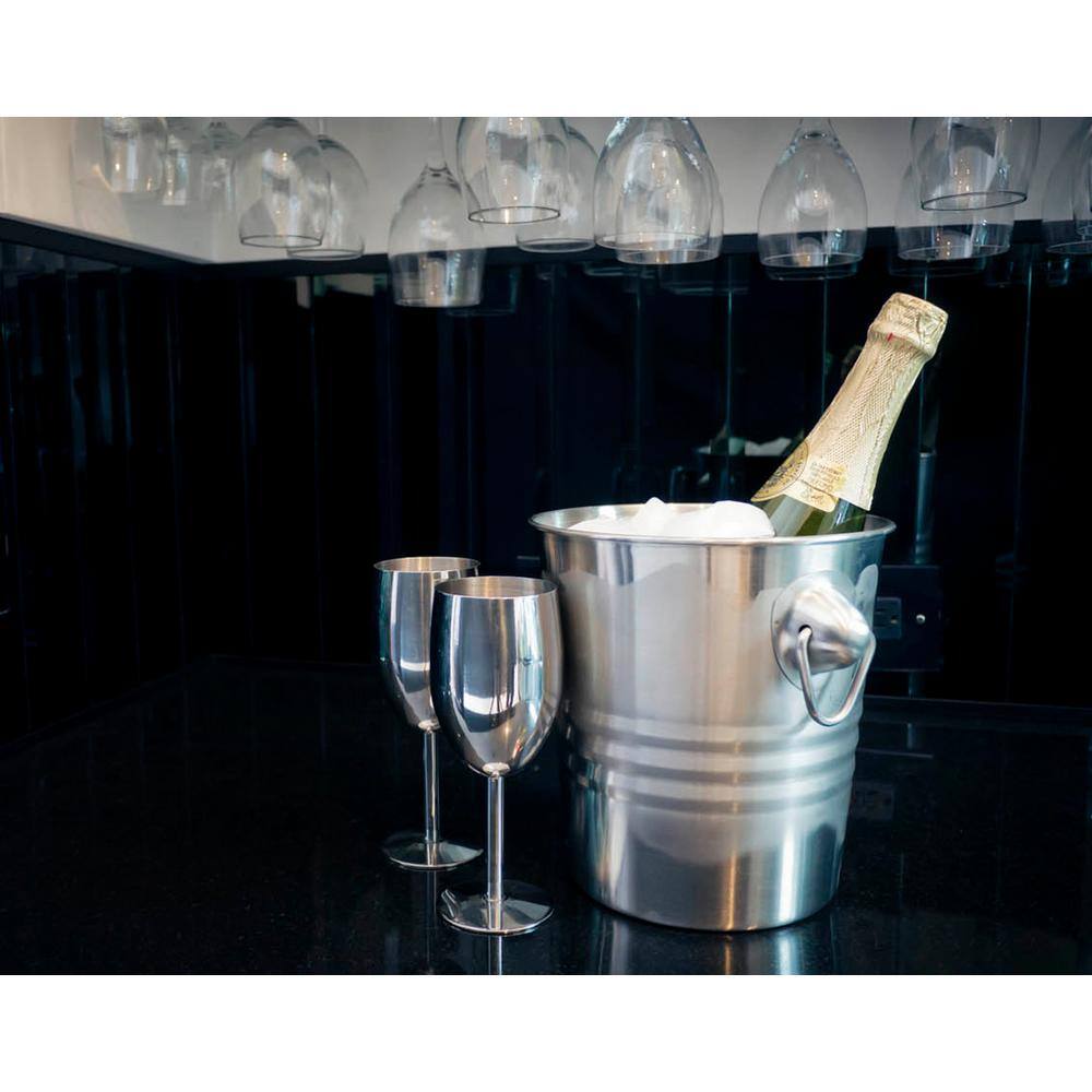 Jacqueline 8 oz. Stainless Steel Champagne Glass (Set of 2) - Hercitys