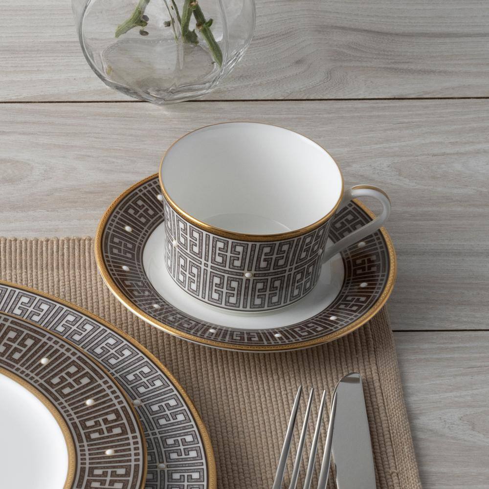 Infinity Bronze 7.5 fl. oz. (Bronze) Bone China Tea Cups, (Set of 4) - Hercitys