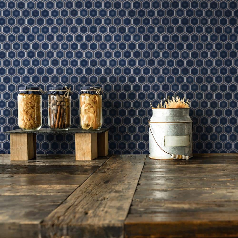 Hudson 1 in. Hex Denim Blue 11-7/8 in. x 13-1/4 in. Porcelain Mosaic Tile (11.2 sq. ft./Case) - Hercitys