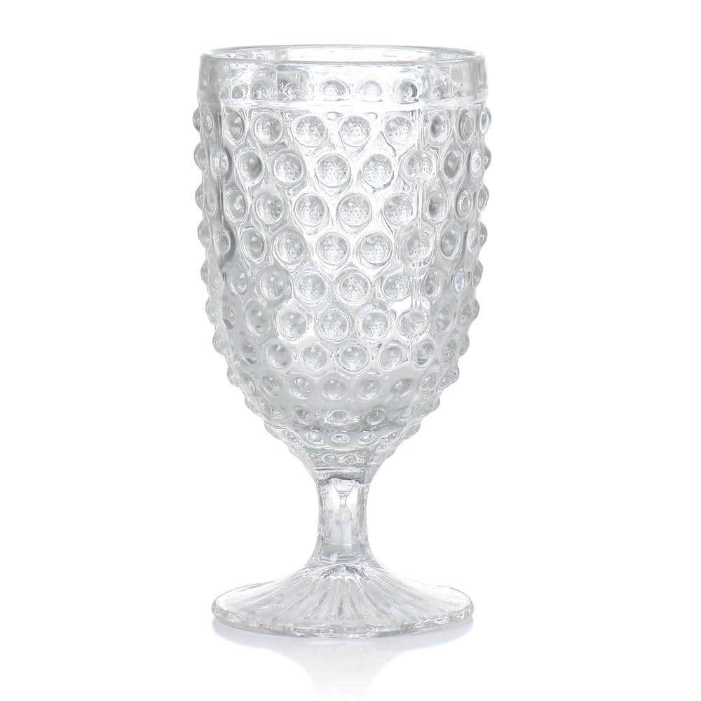 6 Piece 14.2 oz. Clear glass Hobnail Goblet Drinkware Set - Hercitys