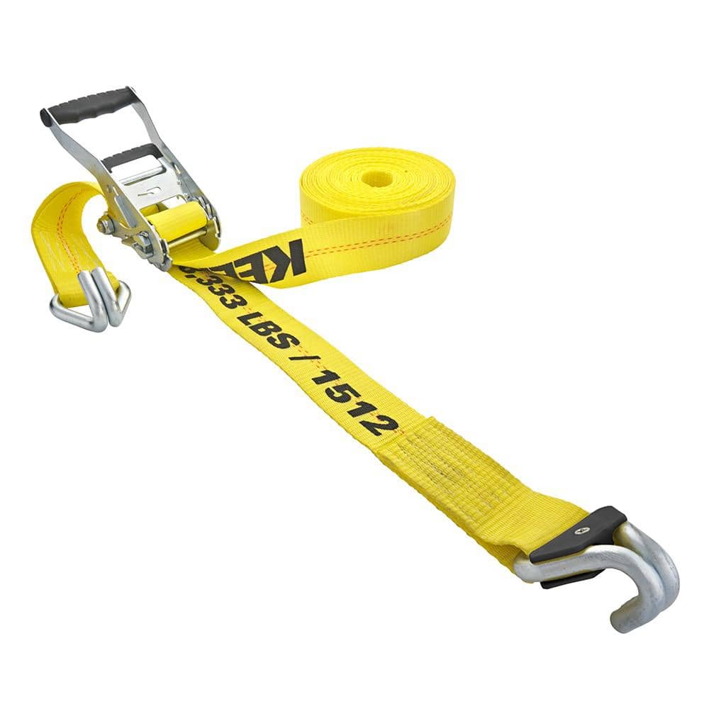 Heavy Duty Ratchet Tie-Down Strap 27 ft. x 2 in. 3,333 lbs. with Magnetic Double J Hook - Hercitys