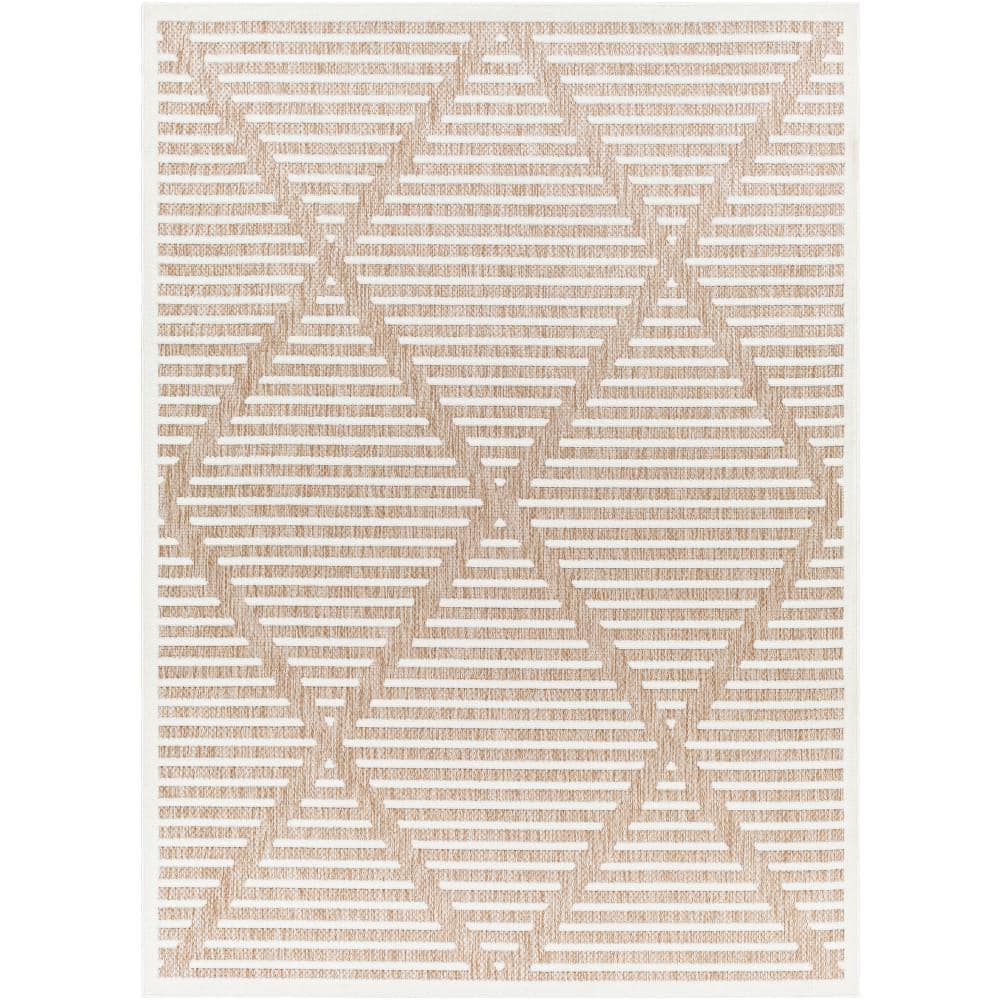 San Tan/Cream Bohemian 5 ft. x 7 ft. Indoor/Outdoor Area Rug - Hercitys