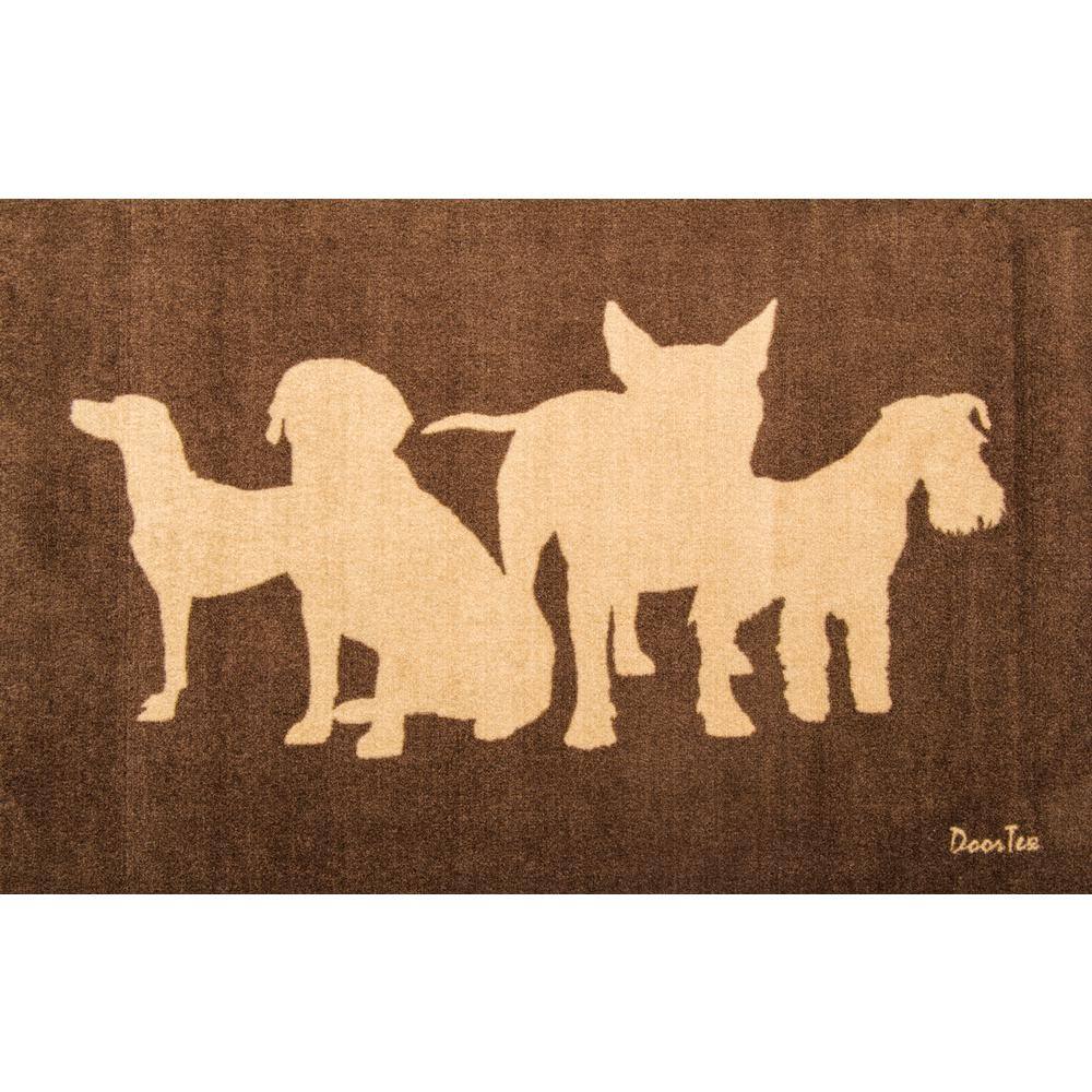 Doortex Brown 24 in. x 39 in. Dog Design Rectangular Indoor Wash Room Mat - Hercitys