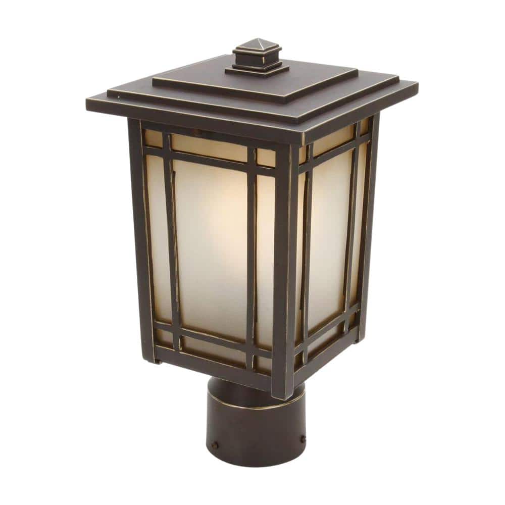 Port Oxford 1-Light Oil-Rubbed Chestnut Outdoor Post Mount Lantern - Hercitys