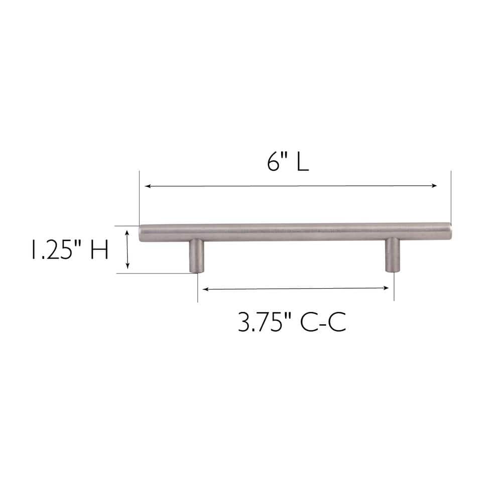 Barrel Solid Bar 3 3/4 in. (96 mm.) Center-to-Center Satin Nickel Bar Pull (10-Pack ) - Hercitys