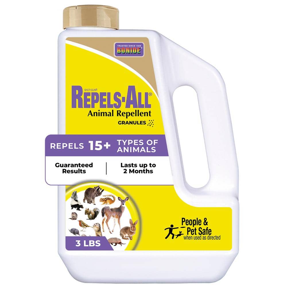 Repels-All Animal Repellent, 3 lbs. Granules, Squirrels, Deer, Rabbit, Groundhog, Raccoon Repellent, Deter Pests - Hercitys