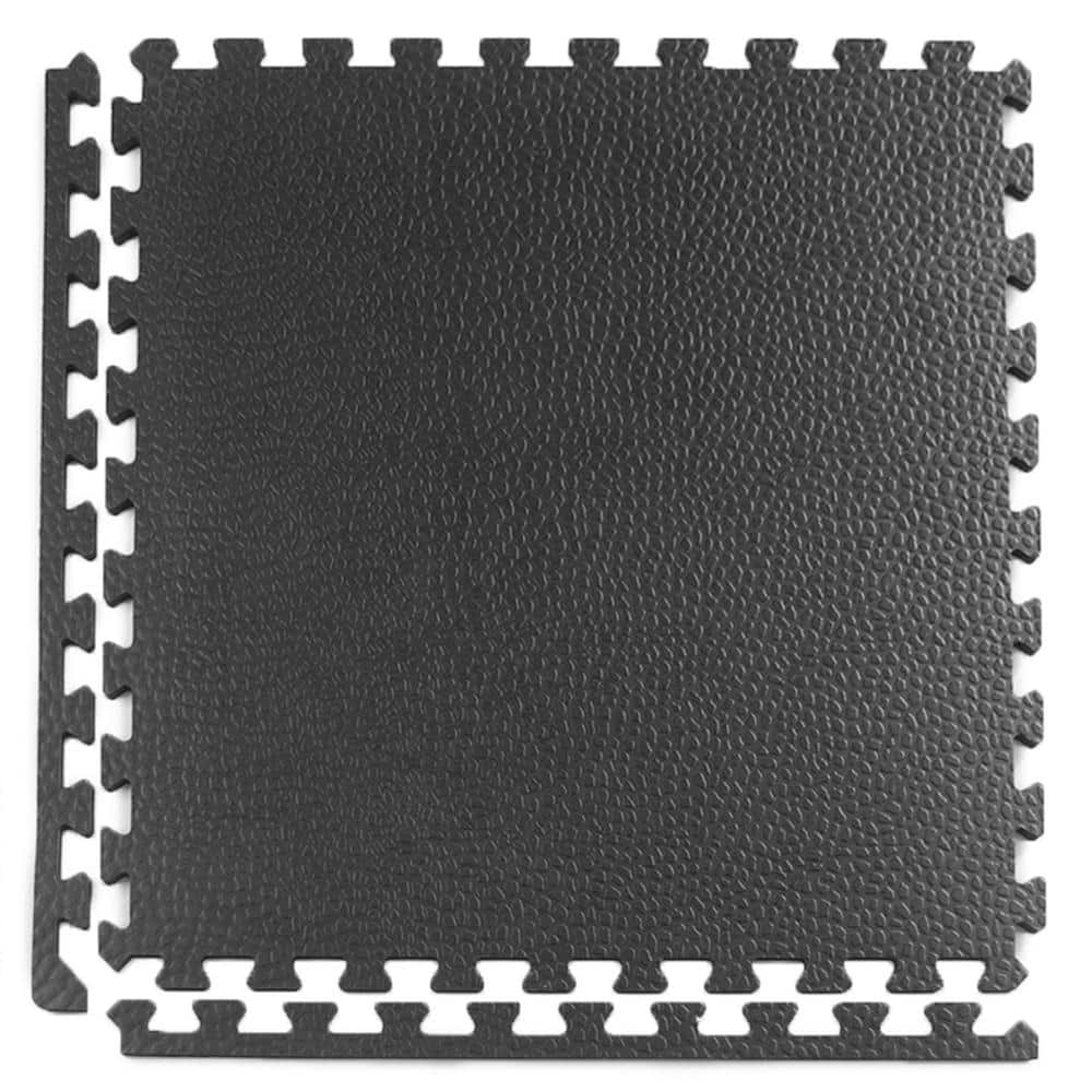 Pebble Top Black 24 in. x 24 in. x 3/4 in. Foam Interlocking Gym Floor Tile (38.75 sq. ft.) (Case of 10) - Hercitys