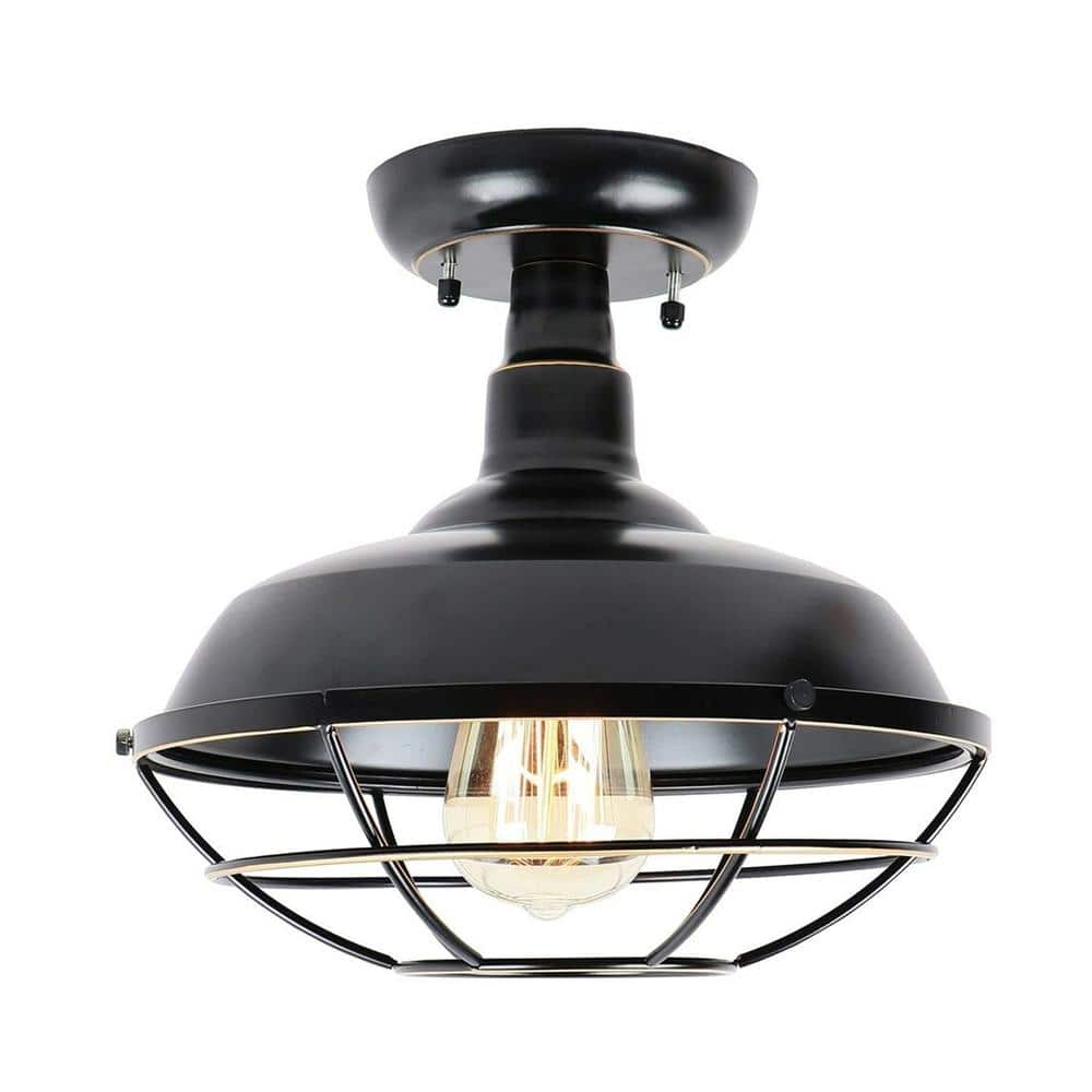 Penny 10.2 in. 1 Light Black Semi-Flush Mount - Hercitys