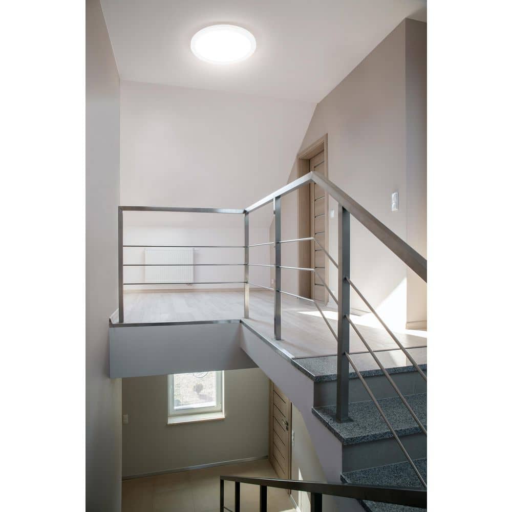 Trago 11.8 in. W x 0.5 in. H White Integrated LED Flush Mount with White Acrylic Shade - Hercitys