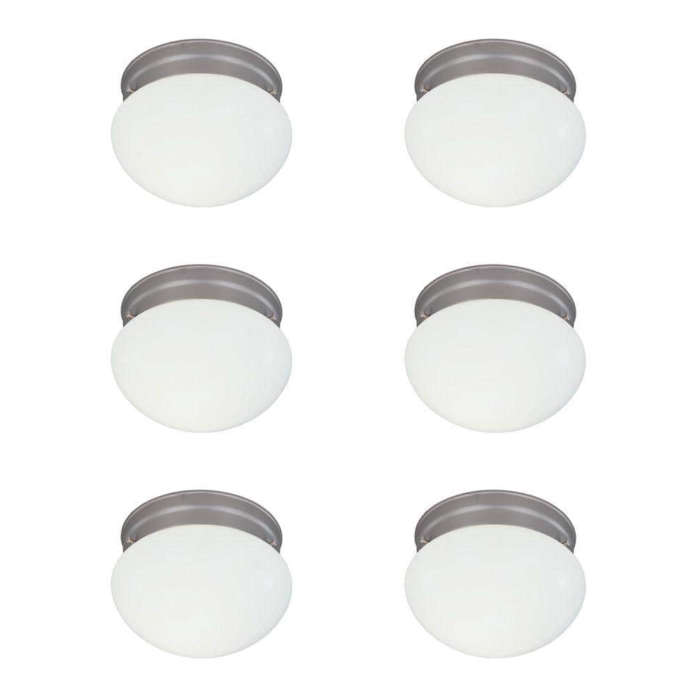 Cordelia Lighting 7.25 in. Contemporary Satin Nickel Medium-Base (E26) Bulb Flush Mount for Kitchens - Hercitys