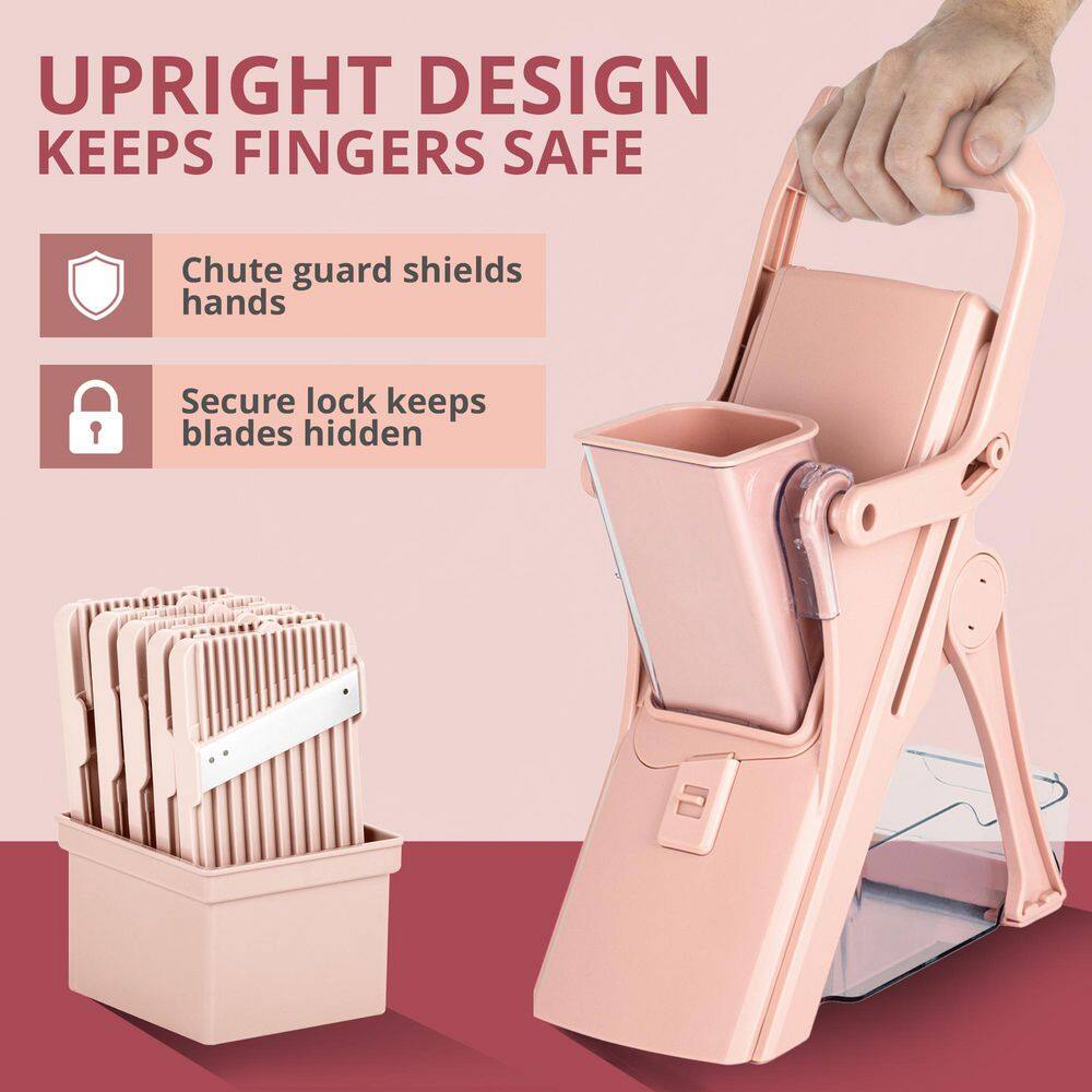 Nutri Slicer Mandoline 5-in-1 Multi-Functional Portable Countertop Kitchen Mandoline in Pastel Pink - Hercitys
