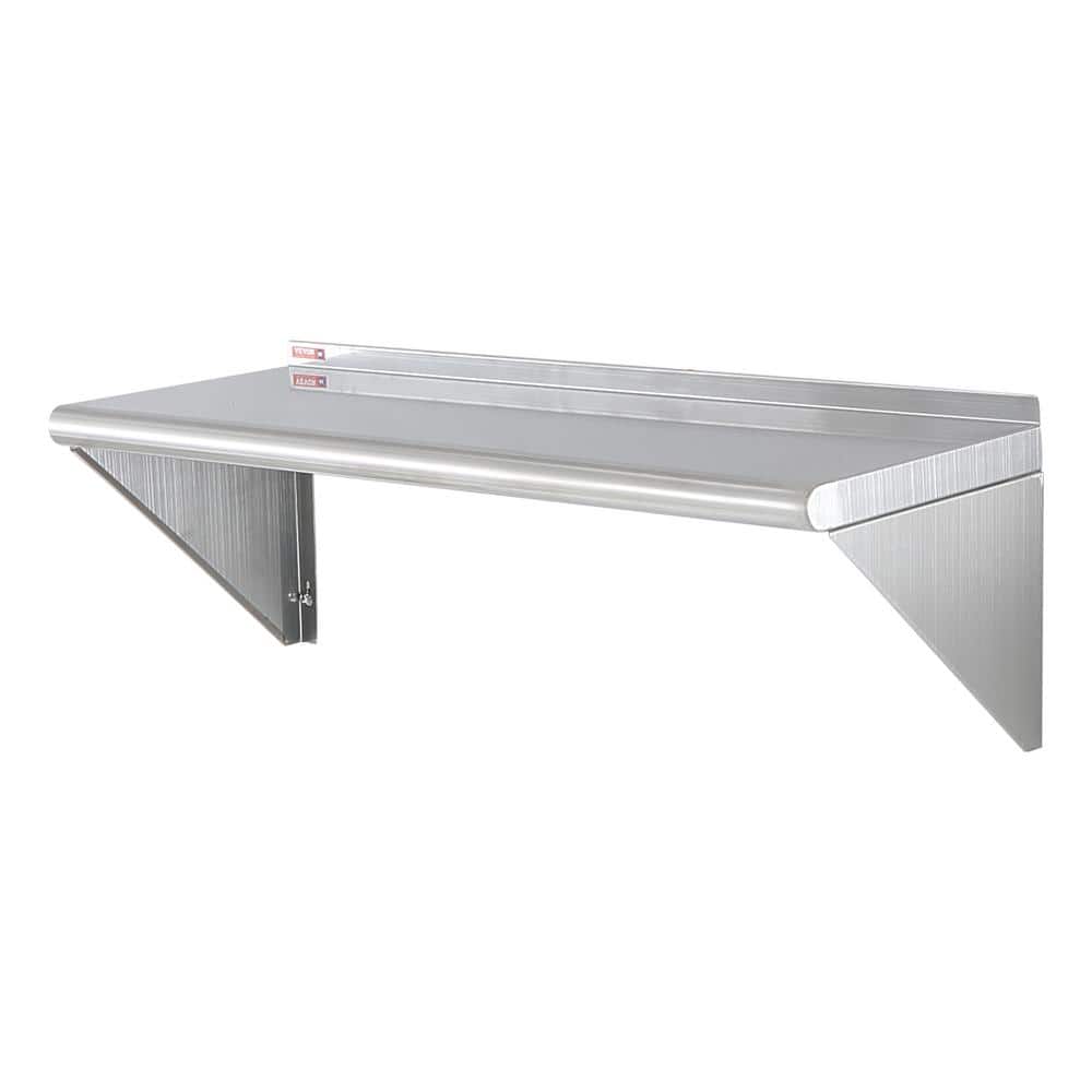 Stainless Steel Shelf 12 in. x 36 in. Wall Mounted Floating Shelving w/ Brackets 250 lbs. Commercial Shelve, Silver - Hercitys