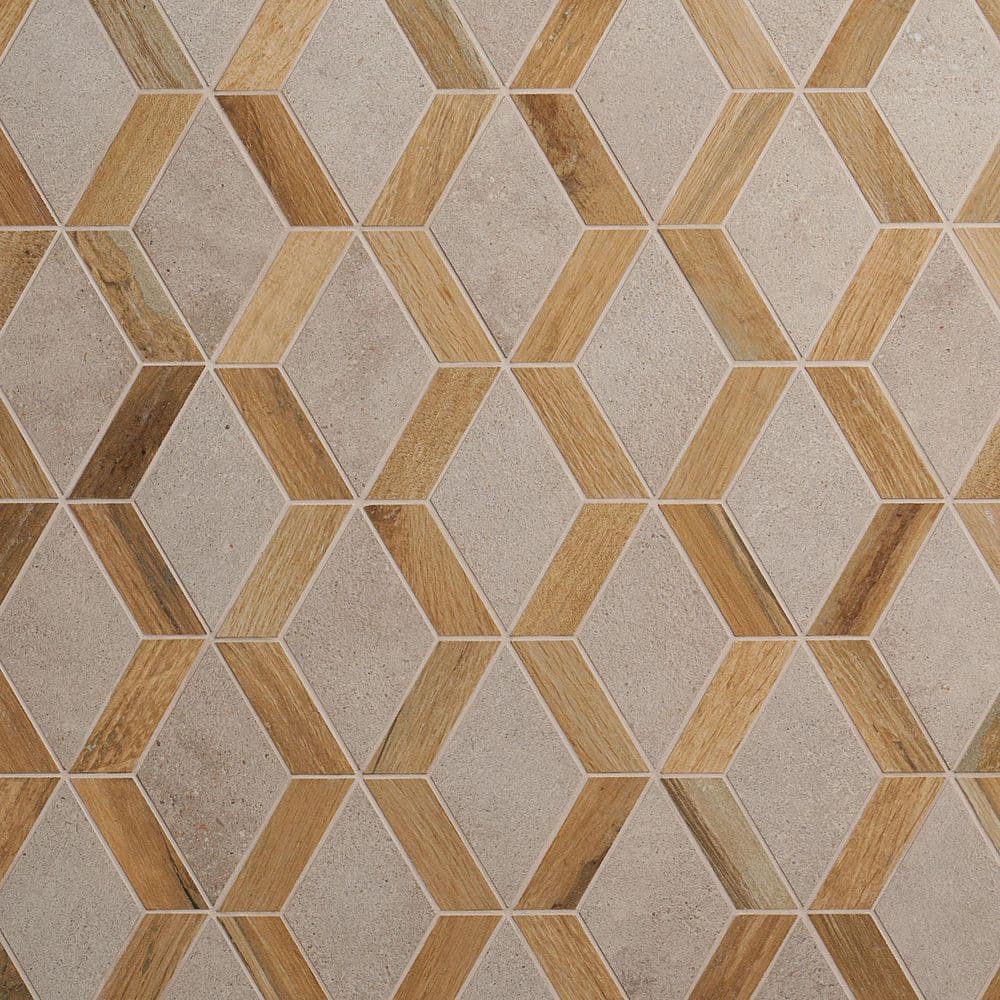 Everlasting Diamond Birch 9.44 in. x 11.81 in. Matte Wood Look Porcelain Mosaic Tile (0.76 sq. ft./Each) - Hercitys