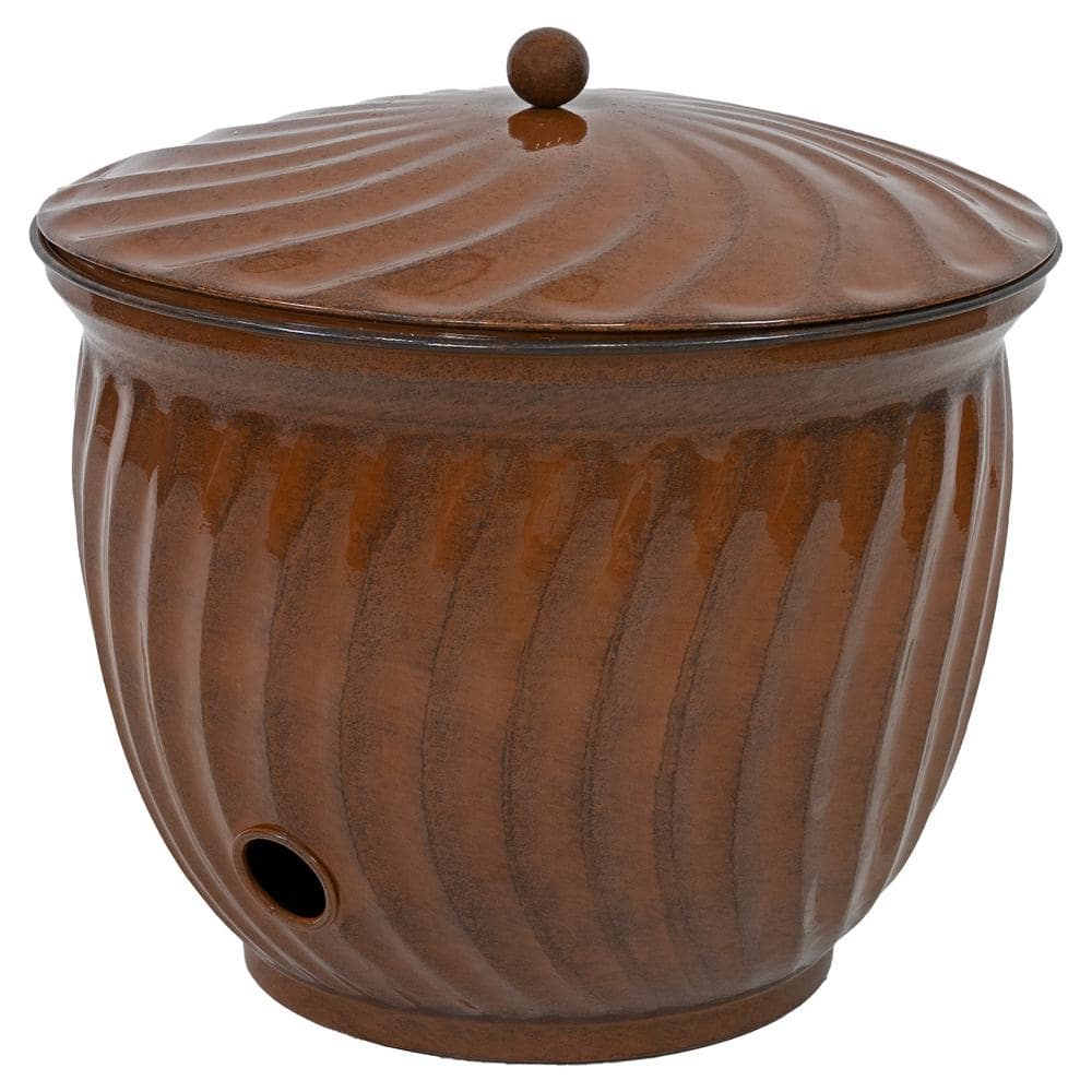 Decorative Metal Garden Hose Holder – Brown Glaze - Hercitys