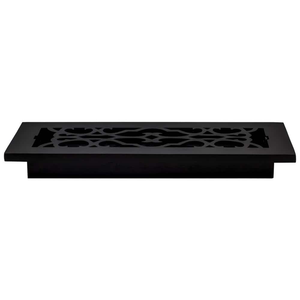 Victorian 12 in. x 4 in. Floor Register in Cast Iron Black - Hercitys