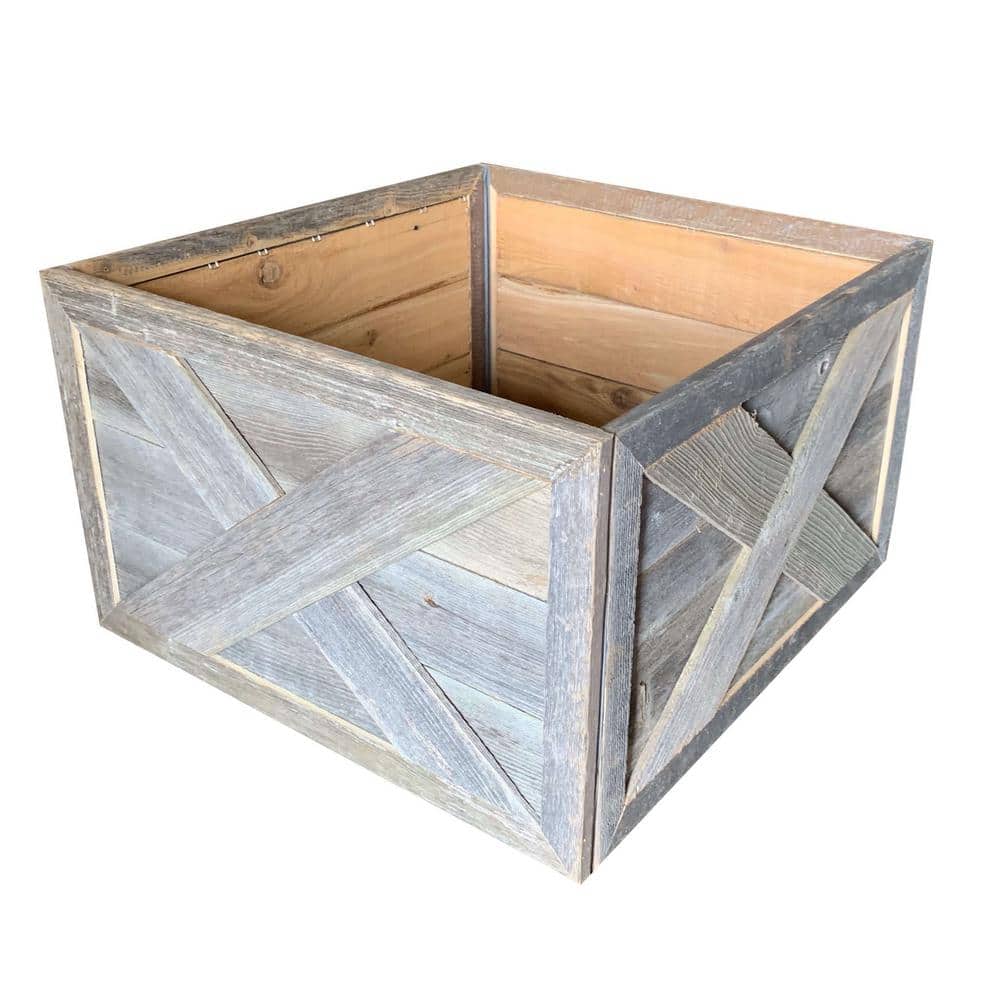 Farmhouse Deluxe 22.5 in. W x 14.5 in. H, 30 in. Dia, Weathered Gray Decorative Christmas Tree Box Collar - Hercitys