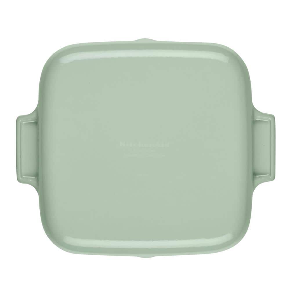 Enameled Cast Iron 11 in. Cast Iron Square Grill Pan, Pistachio - Hercitys
