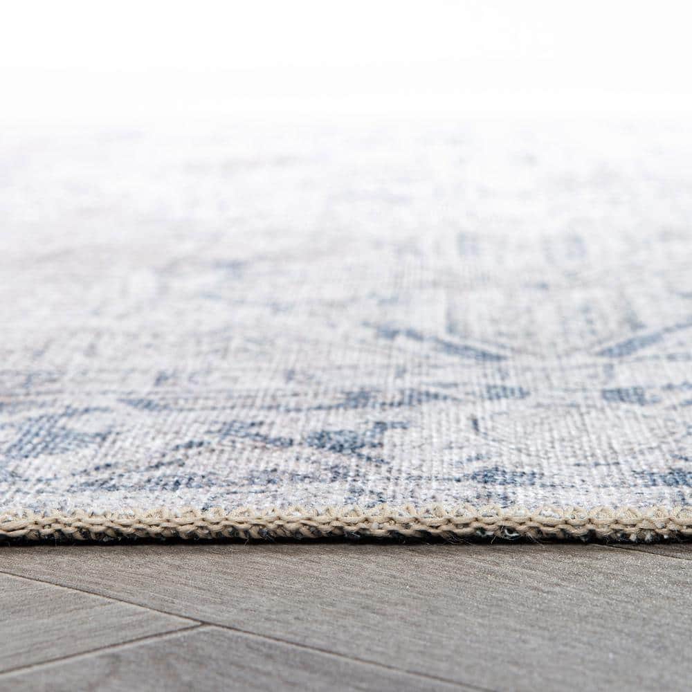 Amber Blue 5 ft. x 7 ft. Vintage Boho Medallion Machine Washable Non Slip Area Rug - Hercitys