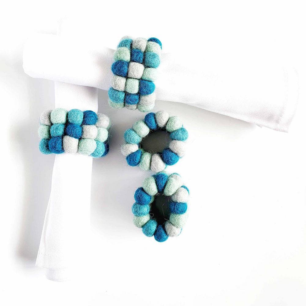 Ocean Sky Felt 3-Strand Napkin Rings (Set of 4) - Hercitys