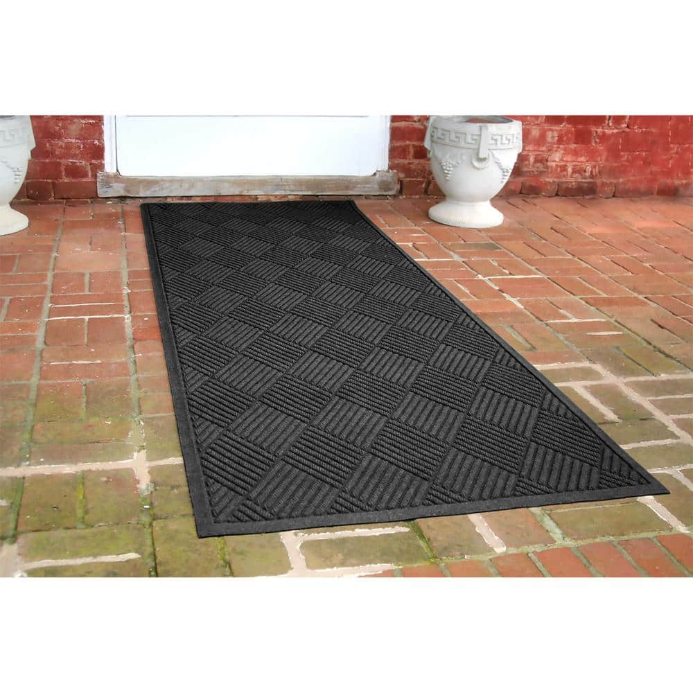 Waterhog Diamonds Charcoal 35 in. x 97 in. PET Polyester Indoor Outdoor Runner Doormat - Hercitys